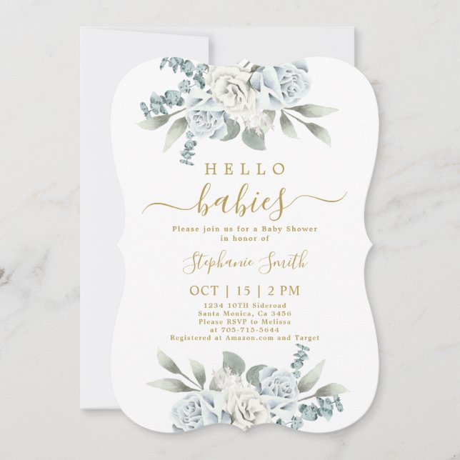 Invitación a Baby Shower para dos niños (Anverso)