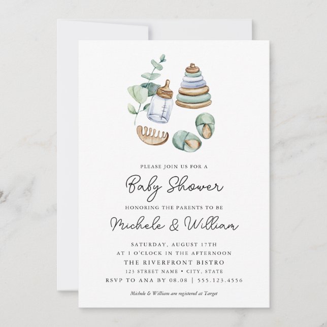 Invitación a Baby Shower para el Boho Neutral de G (Anverso)