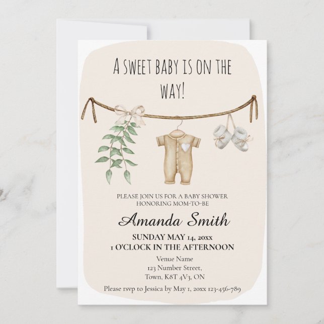 Invitación a Baby Shower para el Boho Neutral de G (Anverso)
