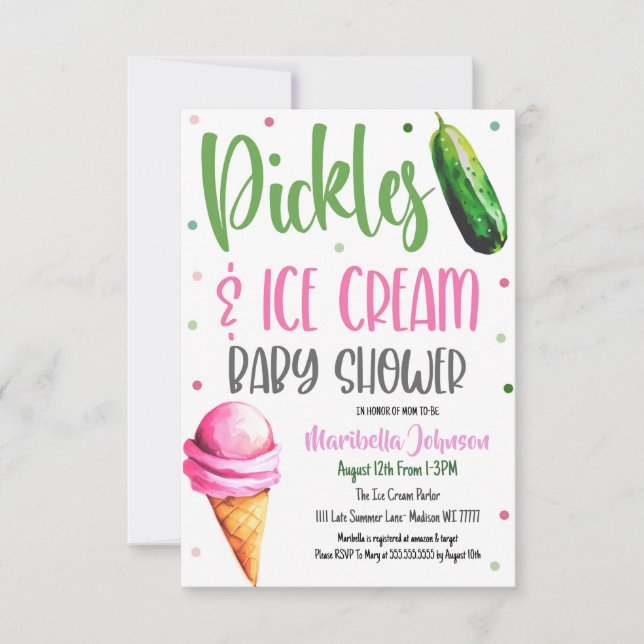 Invitación a Baby Shower para el Crema de Hielo y  (Anverso)