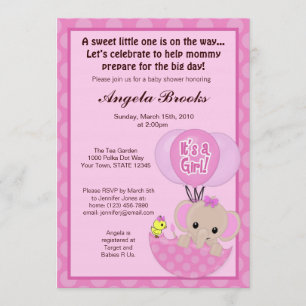 Invitación a Baby Shower para el Elephant Birdie U