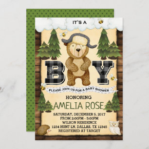 Invitación a Baby Shower para el oso de Woodland L