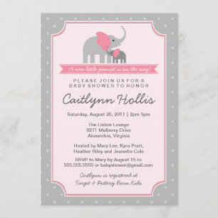 Invitación a Baby Shower para el pequeño elefante 