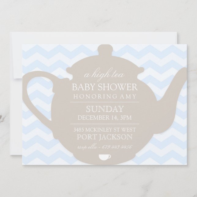 Invitación a Baby Shower para el té de alta calida (Anverso)