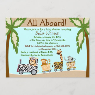 Invitación a Baby Shower para el tren de animales