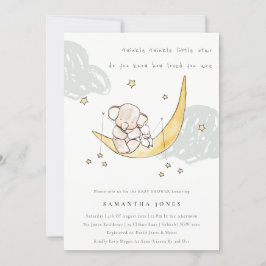 Invitación a Baby Shower para elefante conejo de e