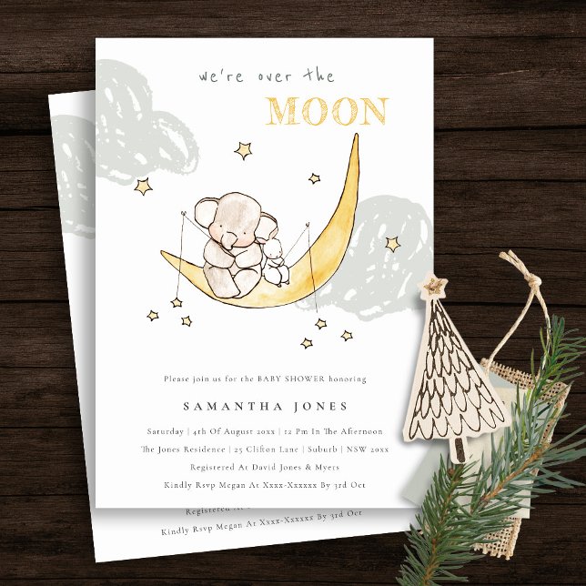 Invitación a Baby Shower para elefante conejo de e (Subido por el creador)