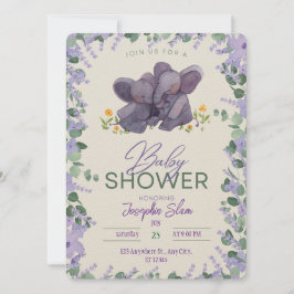 Invitación a Baby Shower para elefante cutáneo Neu