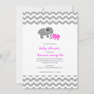 Invitación a Baby Shower para elefantes
