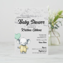 Invitación a Baby Shower para elefantes