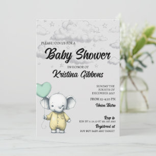 Invitación a Baby Shower para elefantes
