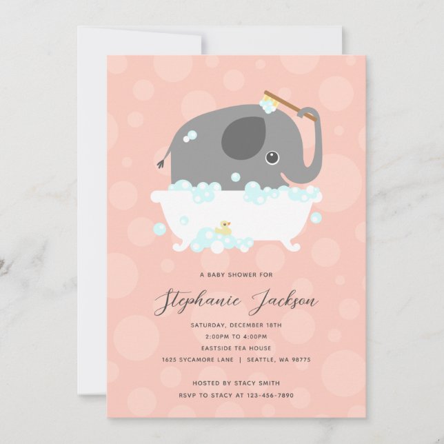 Invitación a Baby Shower para elefantes (Anverso)