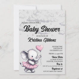 Invitación a Baby Shower para elefantes