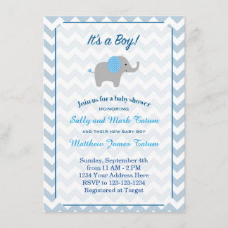 Invitación a Baby Shower para elefantes