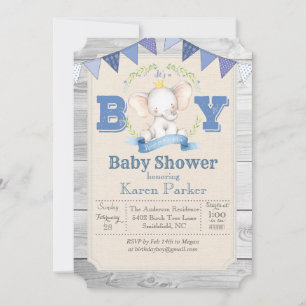 Invitación a Baby Shower para elefantes