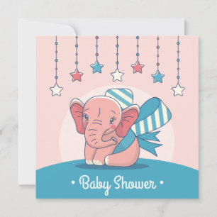 Invitación a Baby Shower para elefantes