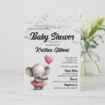 Invitación a Baby Shower para elefantes