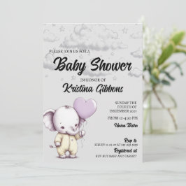 Invitación a Baby Shower para elefantes