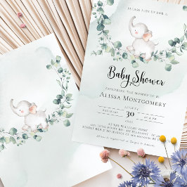 Invitación a Baby Shower para elefantes
