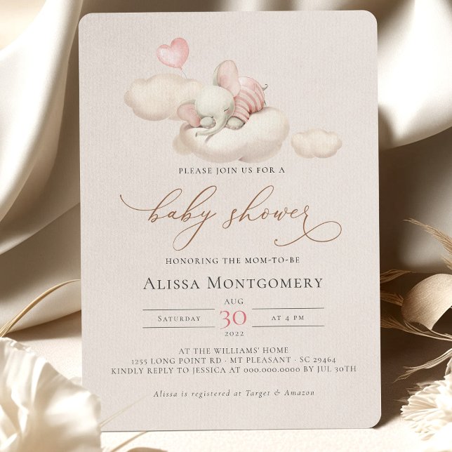 Invitación a Baby Shower para elefantes (Subido por el creador)