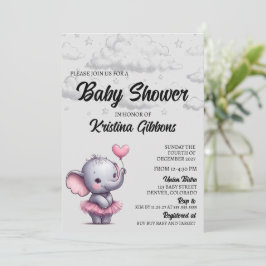 Invitación a Baby Shower para elefantes