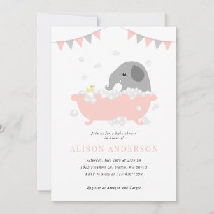 Invitación a Baby Shower para elefantes