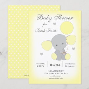 Invitación a Baby Shower para elefantes Amarillo N
