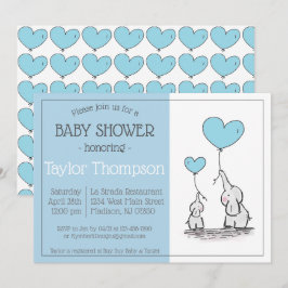 Invitación a Baby Shower para Elefantes Azules