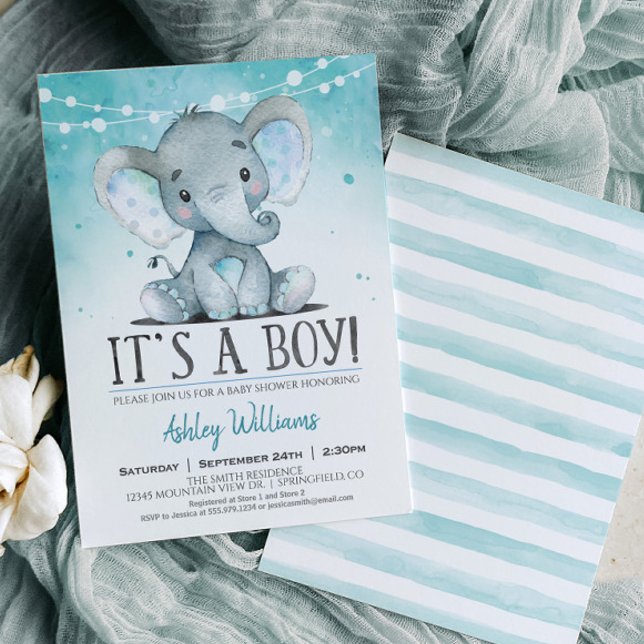 Invitación a Baby Shower para elefantes azules, ch (Subido por el creador)
