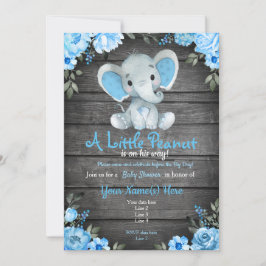 Invitación a Baby Shower para Elefantes Azules, mu
