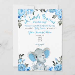 Invitación a Baby Shower para Elefantes Azules, ni