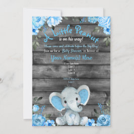 Invitación a Baby Shower para Elefantes Azules, rú