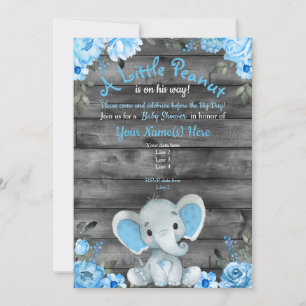 Invitación a Baby Shower para Elefantes Azules, rú