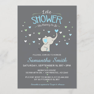 Invitación a Baby Shower para elefantes, Boy Baby 