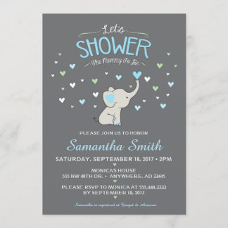 Invitación a Baby Shower para elefantes, Boy Baby