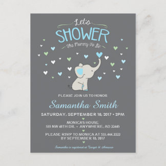 Invitación a Baby Shower para elefantes, Boy Baby 