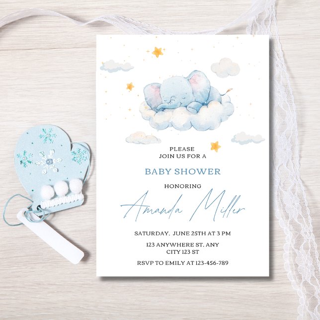Invitación a Baby Shower para elefantes, Boy Baby  (Subido por el creador)