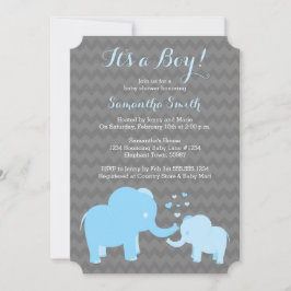 Invitación a Baby Shower para elefantes Chevron gr