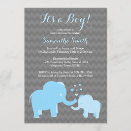 Invitación a Baby Shower para elefantes Chevron gr