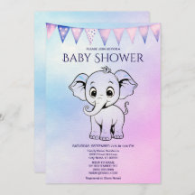 Invitación a Baby Shower para elefantes cutáneos