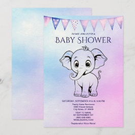 Invitación a Baby Shower para elefantes cutáneos
