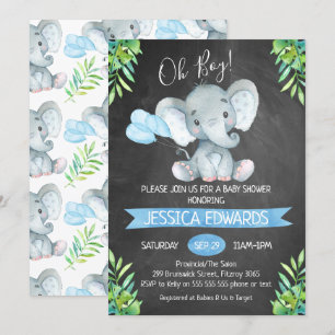Invitación a Baby Shower para elefantes de cartón