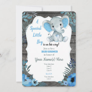 Invitación a Baby Shower para elefantes de color a