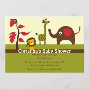 Invitación a Baby Shower para elefantes de selva r