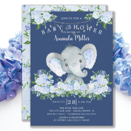 Invitación a Baby Shower para elefantes dulces