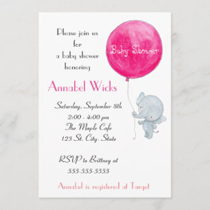 Invitación a Baby Shower para elefantes estilo Par