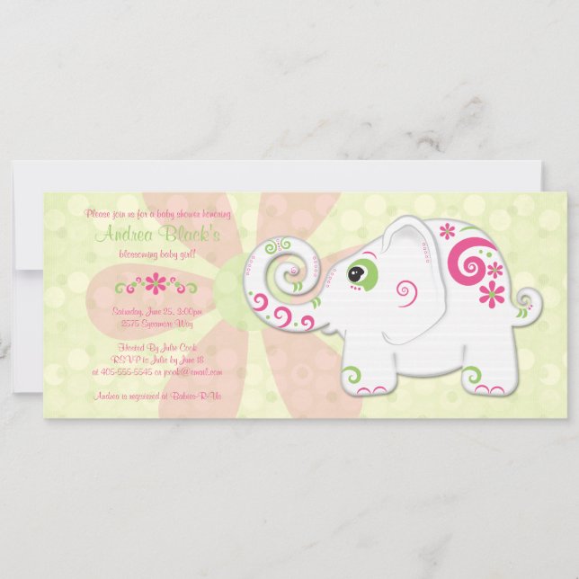 Invitación a Baby Shower para Elefantes Fancy (Anverso)