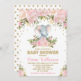 Invitación a Baby Shower para elefantes florales r