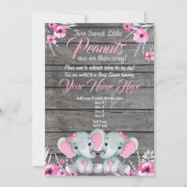 Invitación a Baby Shower para elefantes gemelos, r
