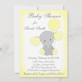Invitación a Baby Shower para elefantes Gris amari